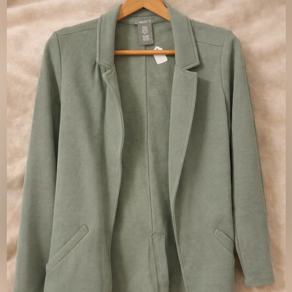 Matty M Sage Green Knit Boyfriend Blazer Size Small